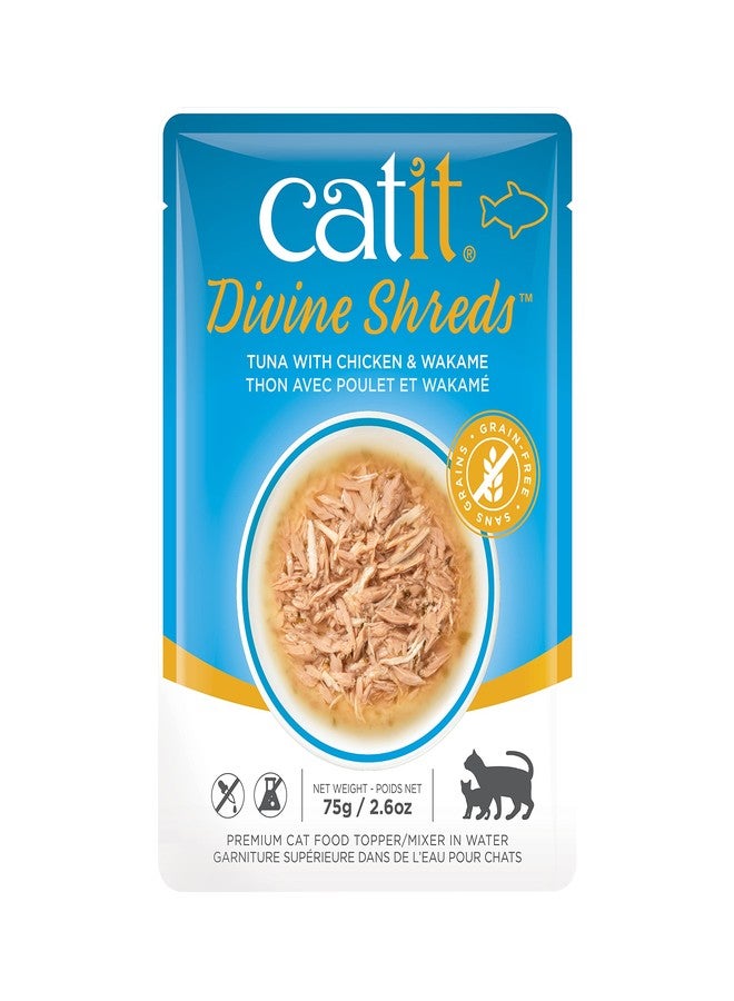 Catit Divine Shreds Premium Cat Food Topper, Tuna with Chicken & Wakame - Image 1